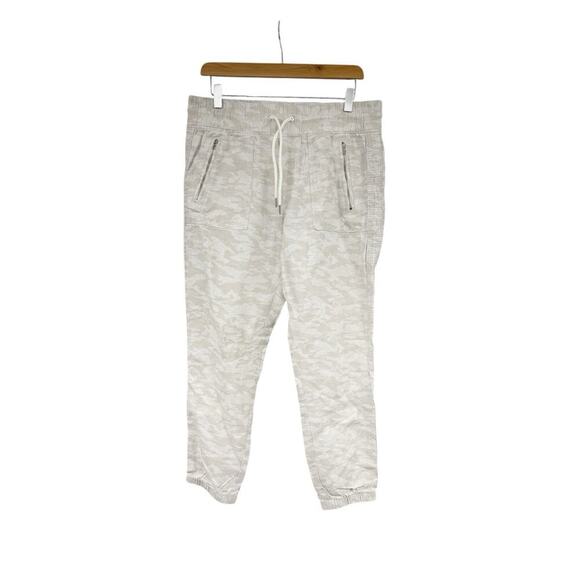 Athleta Cabo Tide Linen Jogger Neutral Camo Pull On Comfort Beach Womens 8 - Picture 1 of 8